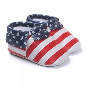 4th of July Baby Moccasins 0-6M, 6-12M, 12-18M