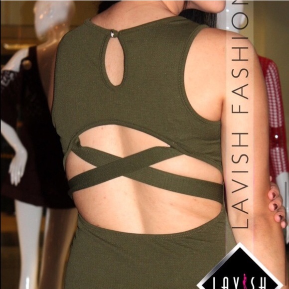 NWT 💎 Olive Green Bodycon Style Dress - Picture 3 of 4