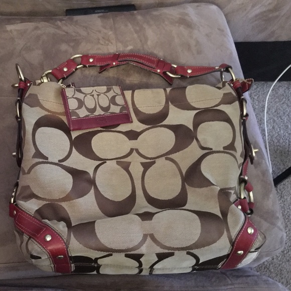 Red & Brown Coach Bag