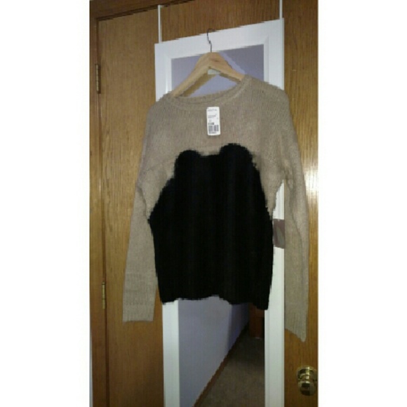 Soft, over-sized sweater Taupe/Black