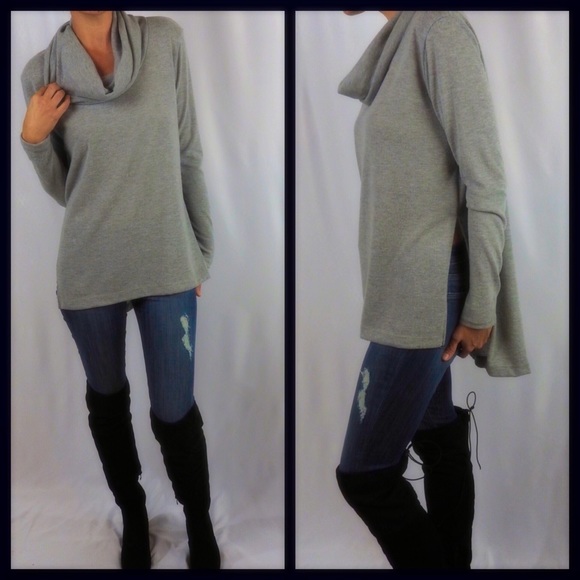 SALE‼️1 LEFT‼️Hi-Low Cowl Neck Sweater - Picture 3 of 4