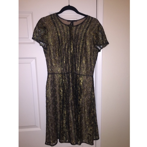 Black and Gold Lace BCBGMaxazria Dress