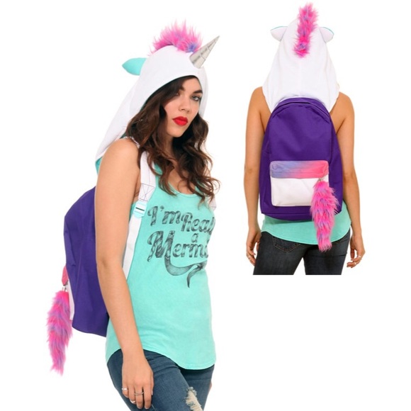 π¦Unicorn Hooded Backpack