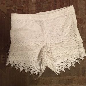White Aztec lace shorts
