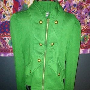 Hunter green ruffled fleece jacket
