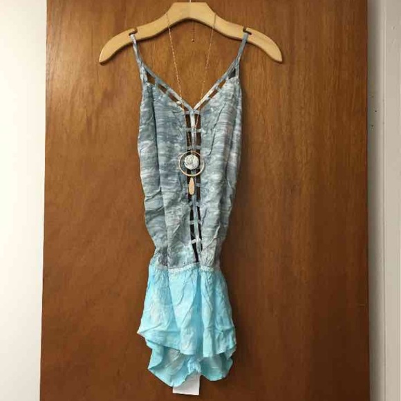 ✔️SOLD NWT BLUE Tiare Hawaii Romper XS S Indah - Picture 3 of 4