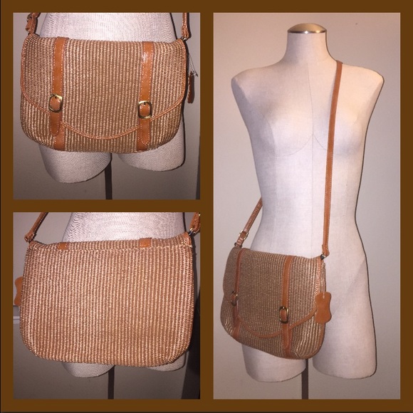 Leather , silk woven purse