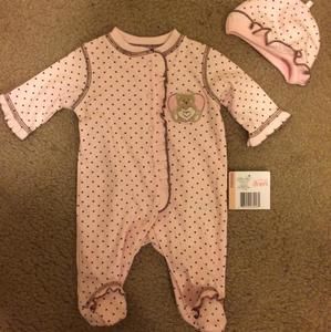 Little Me One piece footie with matching hat