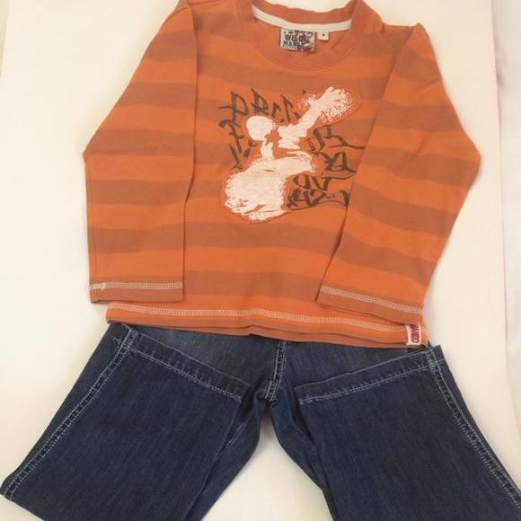 Wild Mango Boys’ Orange Striped L/S Tee-Size 4