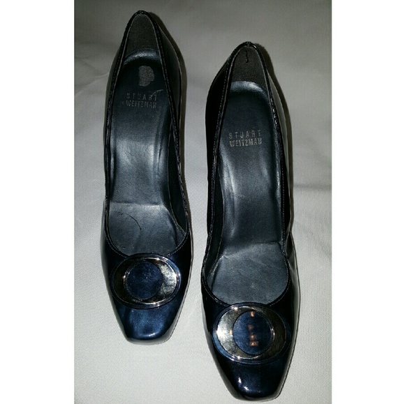 🎁 Marked 10% off 🔥 STUART WEITZMAN SILVER BUCKLE - Picture 1 of 4