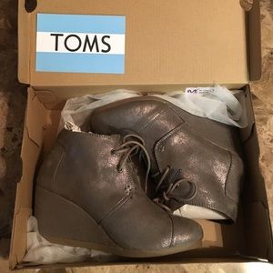 Toms Desert Wedge Gunmetal Metallic Boots