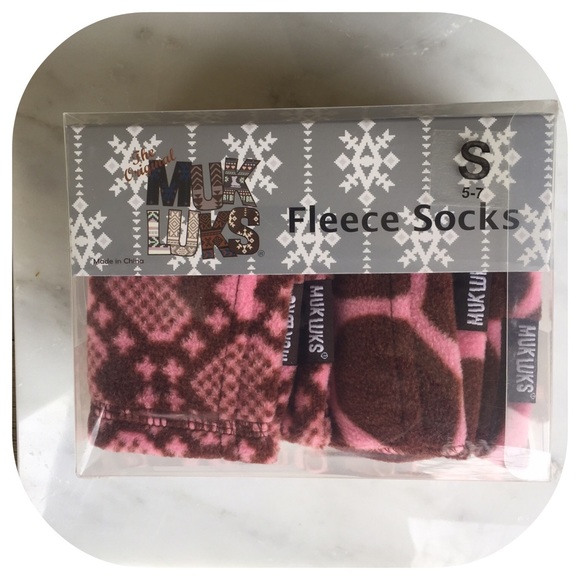 Muk Luks Polar Fleece Sock Set in Pink - Picture 2 of 2