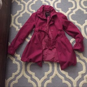 Magenta coat with belt