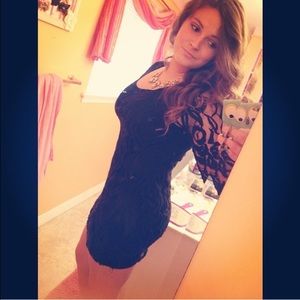 Black lace body-con dress