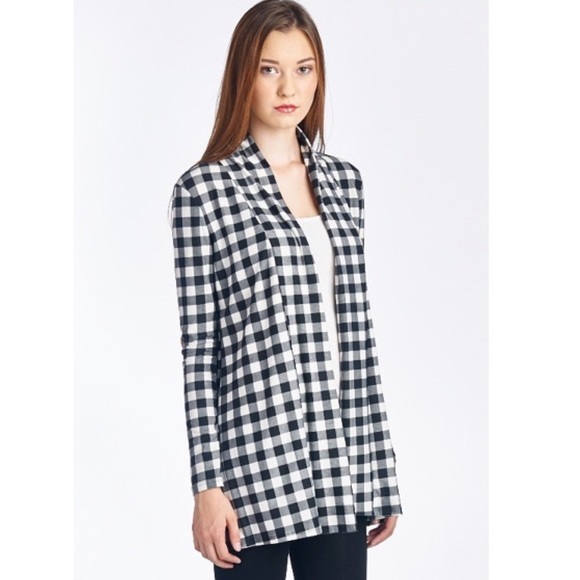 Navy & White Checker Cardigan & Suede Patch Elbows - Picture 3 of 4