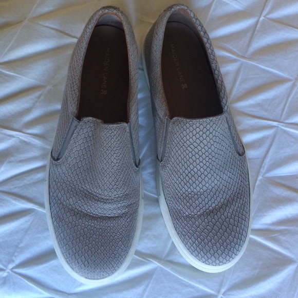 Grey leather snakeskin slip on Maiden Lane sneaker