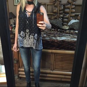 Price drop!!!  Black floral top