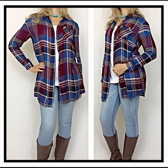 Perfect Plaid Lightweight Button Tunic Sold - Picture 4 of 4