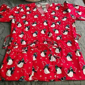 Xs christmas scrub top