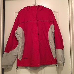 Red and tan Columbia jacket