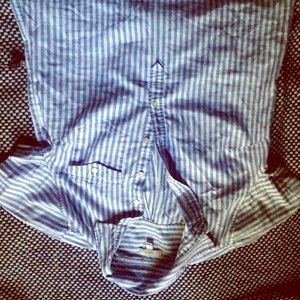 Blue & white striped J Crew button up