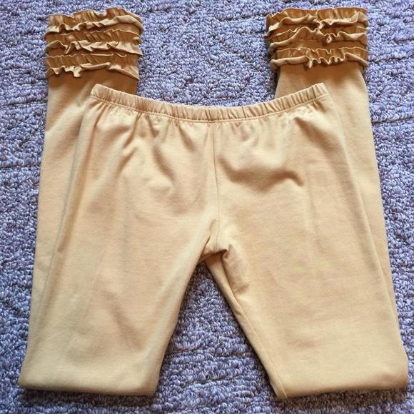 Persnickety Antique Gold Tripe Ruffle Leggings