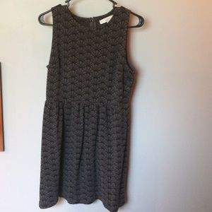 Loft black and gray, scallop printed dress