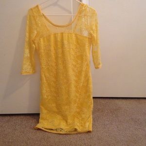 H & M Divided Yellow Lace Mini Dress