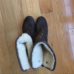 Ugg soft leather  and shearling wood heeled boots