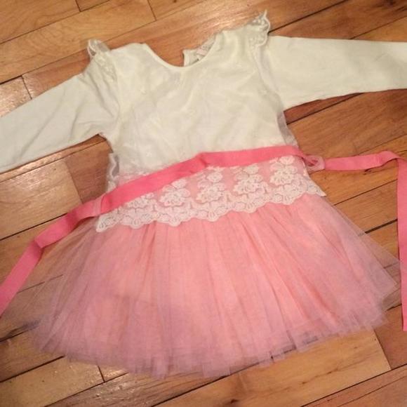 Cream and Pink lace and tulle dress