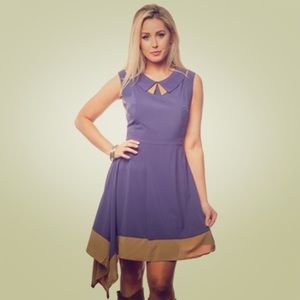 Purple and tan collared dress