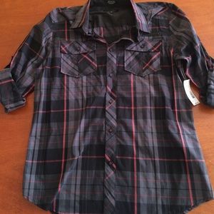 Black red & gray button up