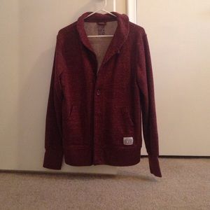Men's Maroon Marled Print Cardigan