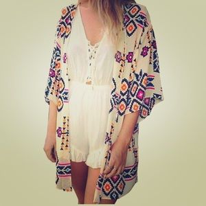 NWOT Sheer Aztec Kimono