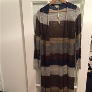 Color blocked duster sweater