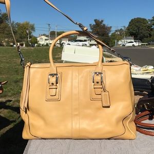 Coach leather buckskin strap purse handbag tote