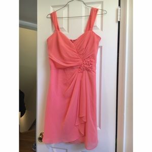 David's Bridal Coral Chiffon Dress