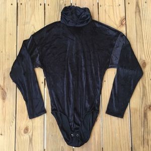 Vintage Velvet Long-Sleeve Turtleneck Bodysuit