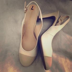 Rounded cap toe stacked heels