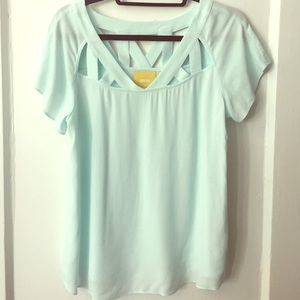 Seafoam cut out blouse