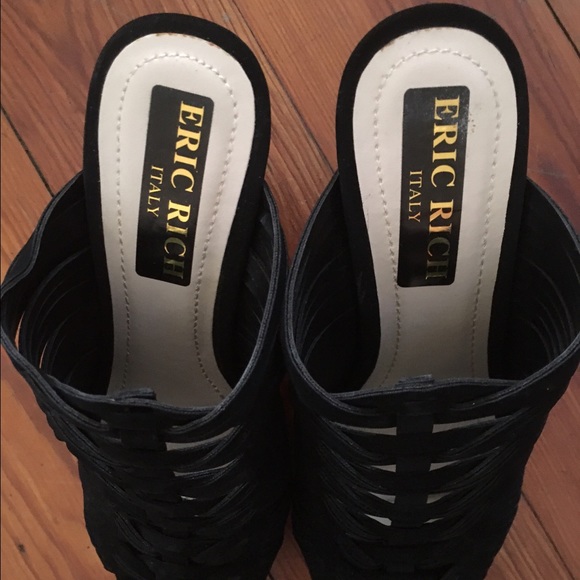 Black Leather Wedges Size 6 - image 2