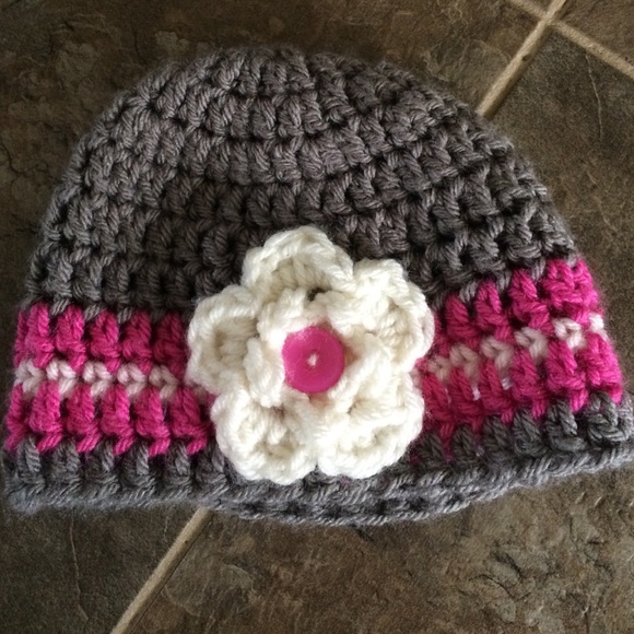 Handmade baby girl knit hat