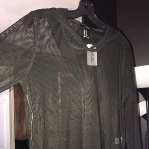 Mesh hoodie with side zipper