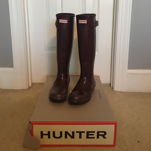 Plum purple hunter rain boots