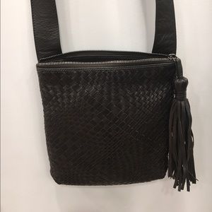 Dark Brown Italian leather cross body bag