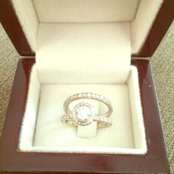 Genuine Diamond engagement and wedding ring set