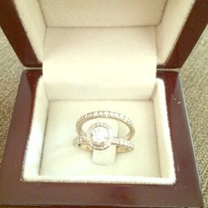 Genuine Diamond engagement and wedding ring set