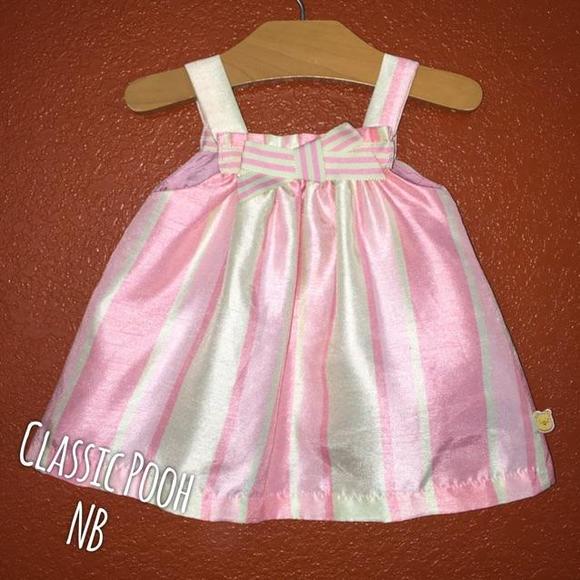 Disney Dresses - Disney Classic Pooh Pink and Green Satin Dress NB Disney Dresses - Disney Classic Pooh Pink and Green Satin Dress NB