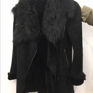 Black shearling coat