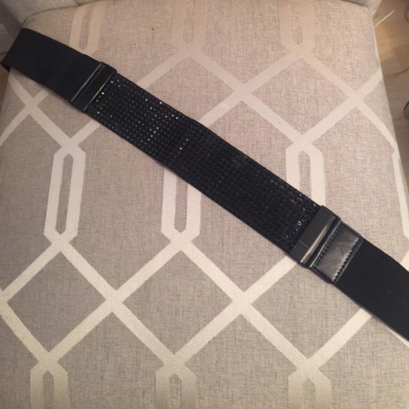 Express Black Rhinestone Embellished Elastic Belt